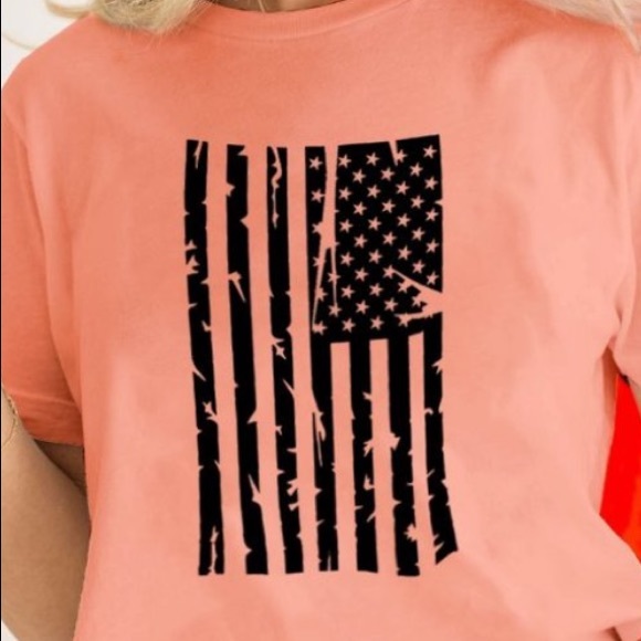 CORAL AMERICAN FLAG SHORT SLEEVE T-SHIRT - Picture 4 of 4